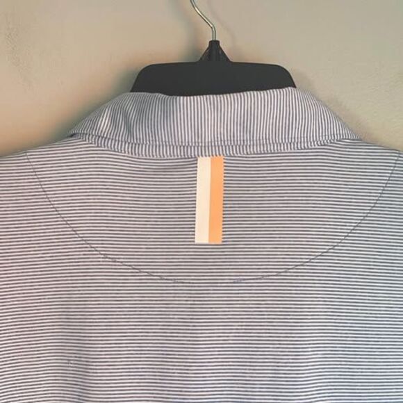 Rhoback Polo Mens XXL 2XL Blue Striped Short Sleeve Performance Stretch - Picture 8 of 10